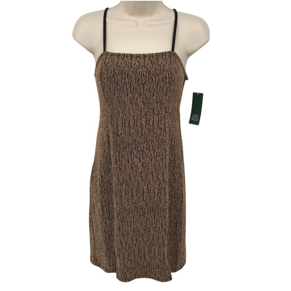 Wild Fable Womens Spaghetti Strap Casual Gold Glitter Sheath Dress Choose Size
